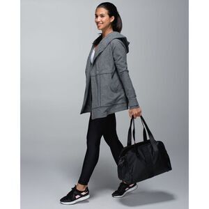 Lululemon Find Your Centre Wrap Jacket Heathered Speckled Black Hooded Sz 6 EUC